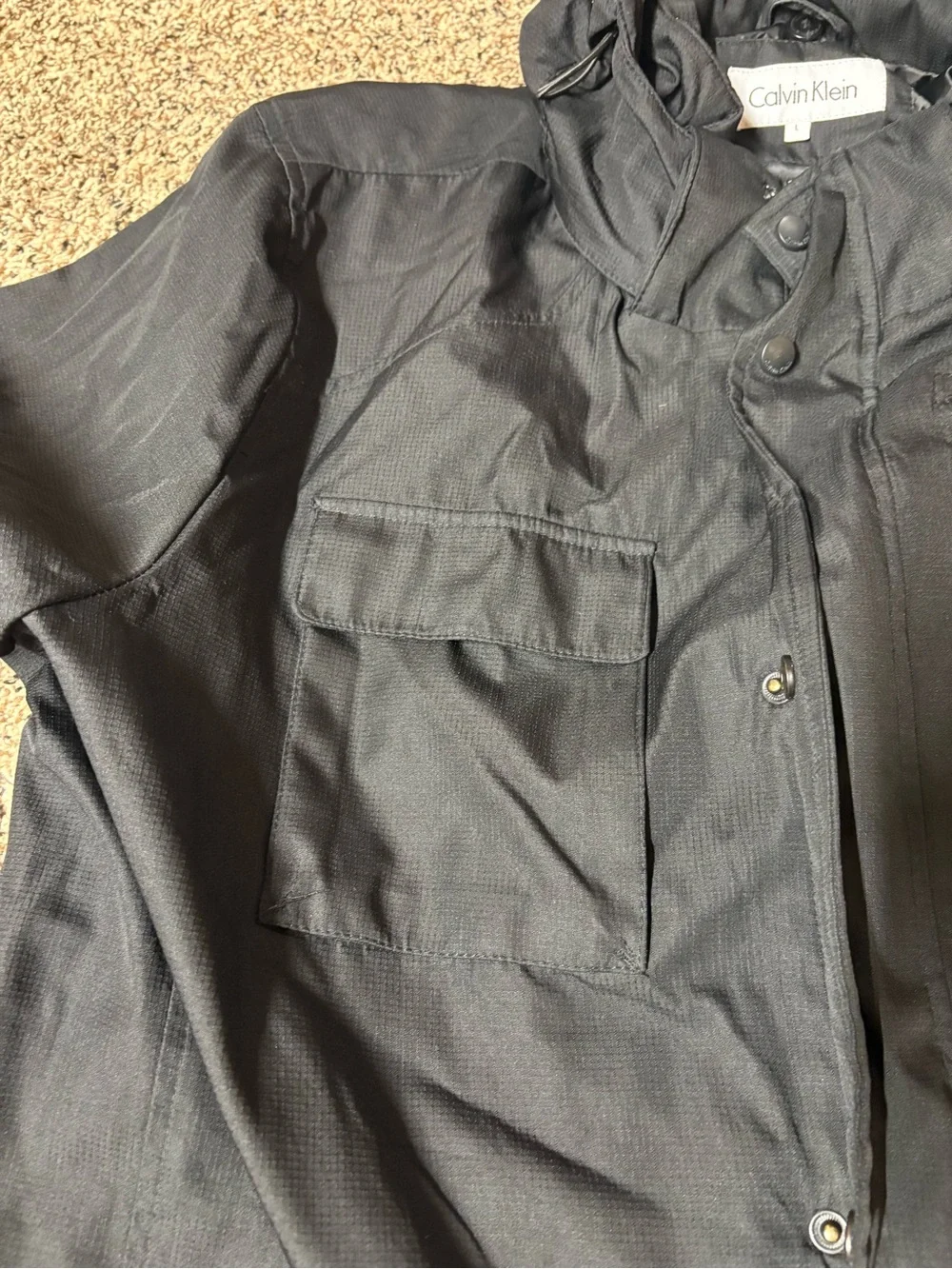 CALVIN KLEIN MEN'S LARGE 3 IN 1 BLACK COAT JACKET HOOD WATER RESISTANT